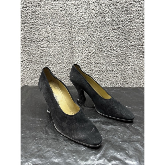 Yves Saint Laurent Shoes - Vintage Yves Saint Laurent Pumps Size 7 M Black & Gold Suede‎